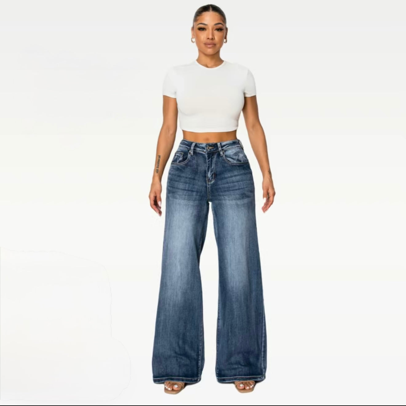 High Waist Stretchy Wide Leg Jeans