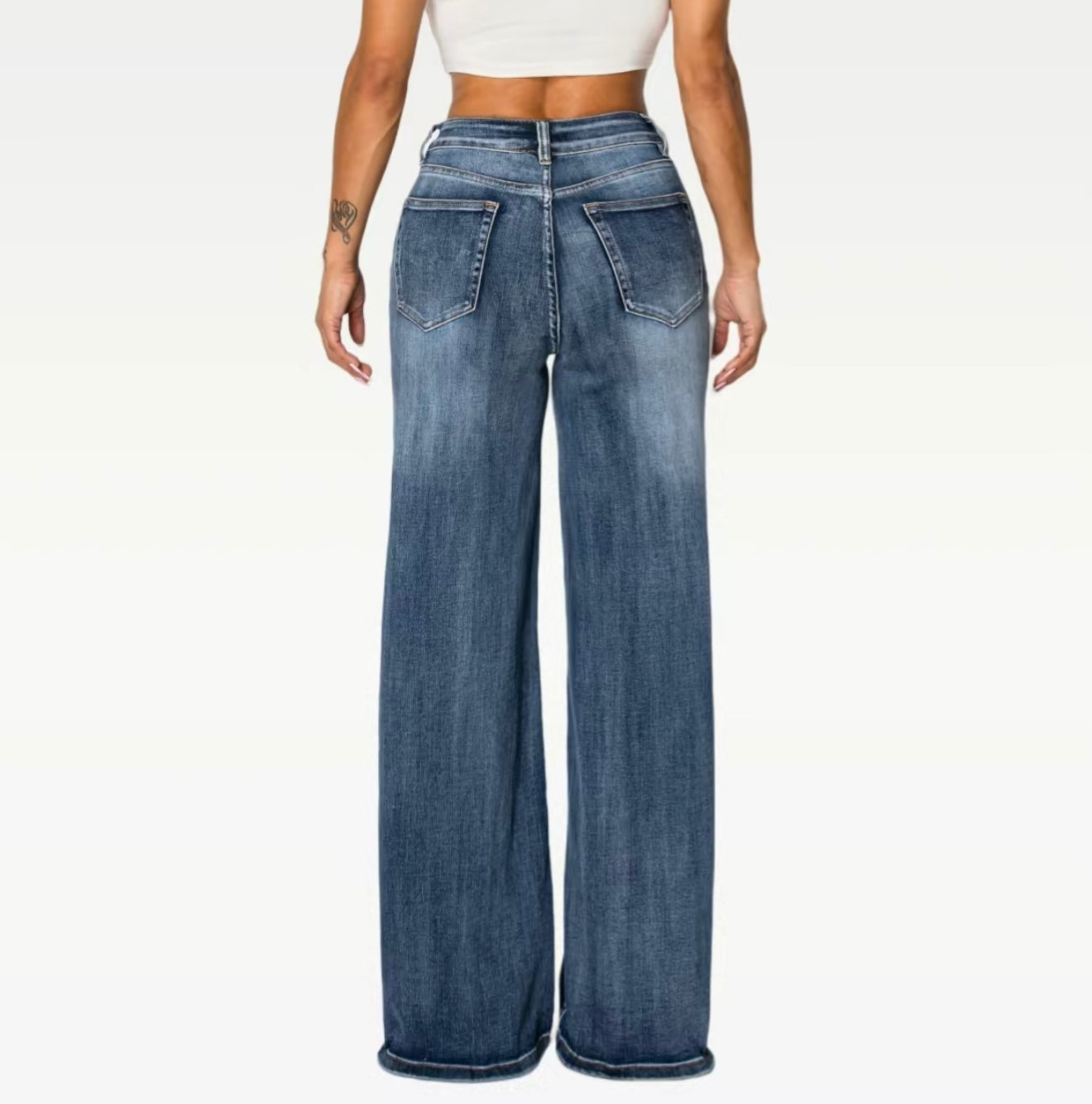 High Waist Stretchy Wide Leg Jeans