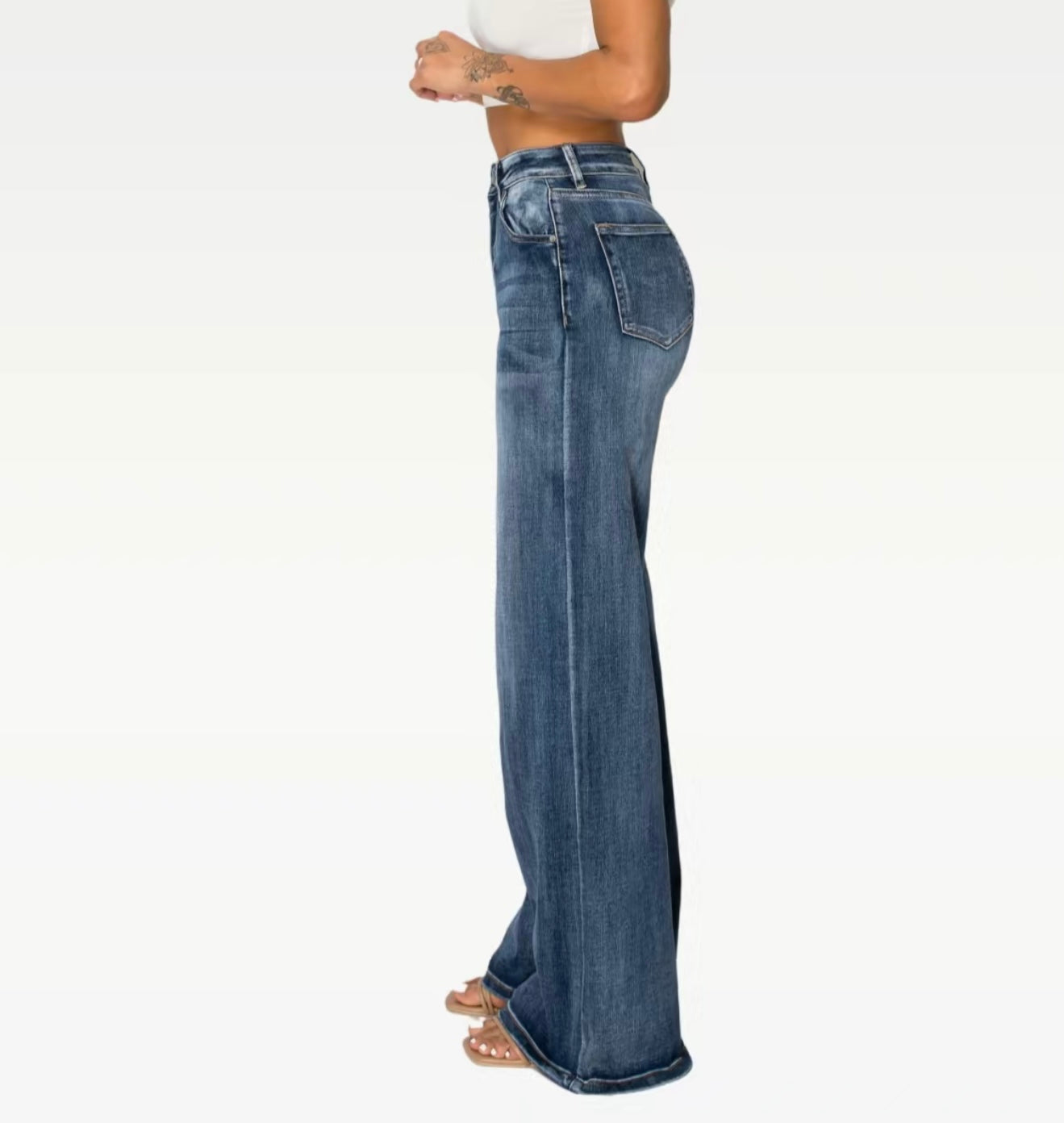High Waist Stretchy Wide Leg Jeans