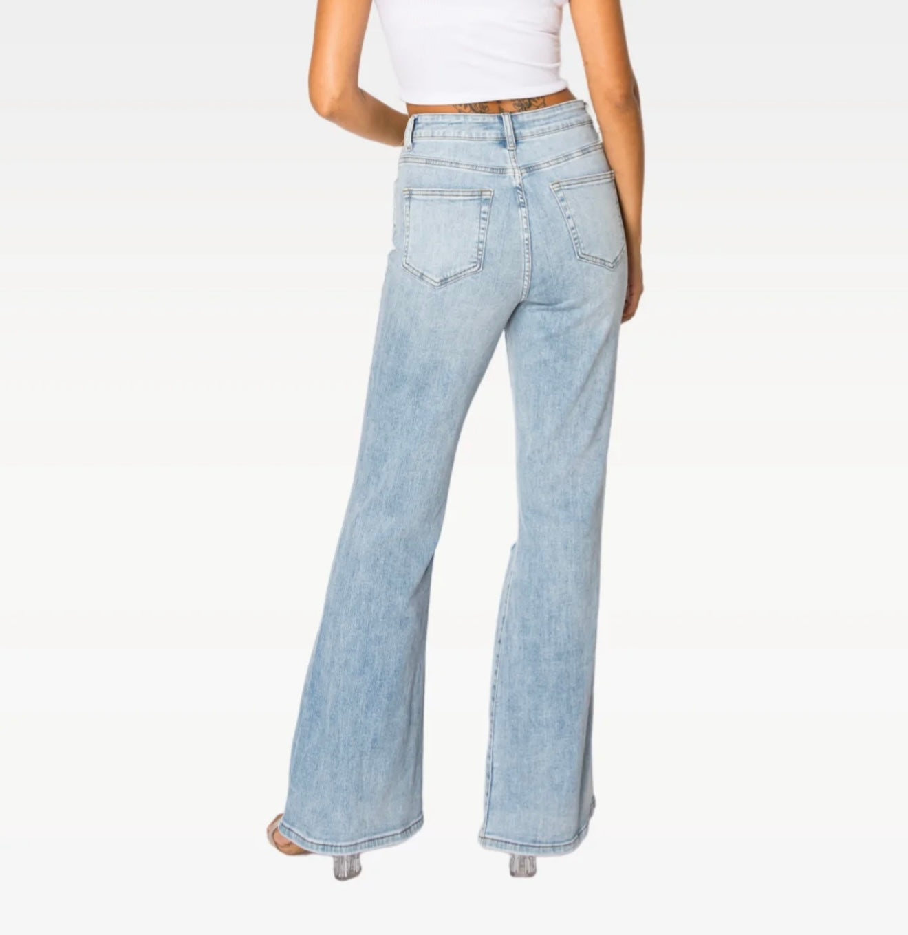 High Rise Cross Over Stretchy Jeans