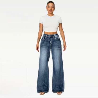High Waist Stretchy Wide Leg Jeans