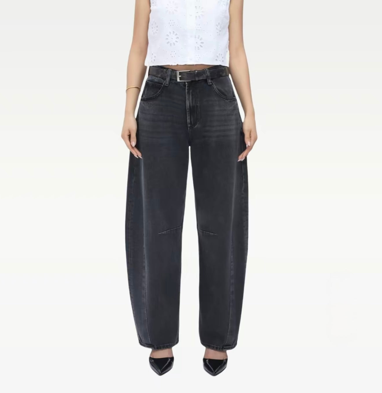 High Waist Baggy Barrel Jeans