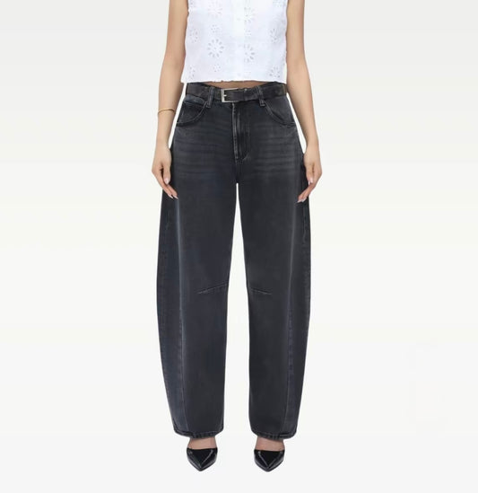 High Waist Baggy Barrel Jeans